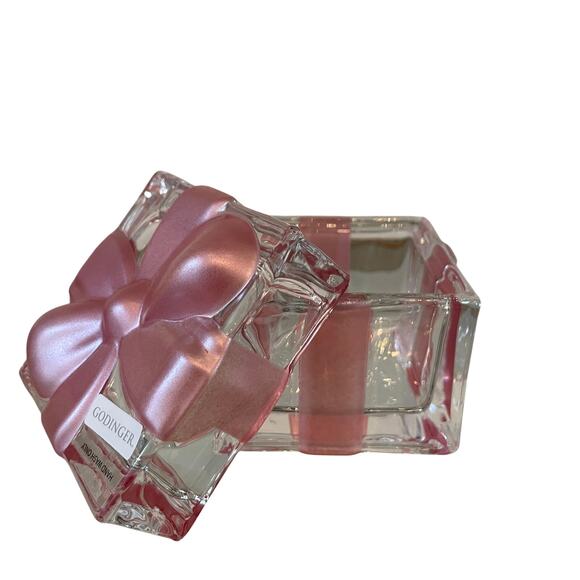 Godinger Crystal Gift Box with Pink Bow Christmas Present Trinket Box - Picture 11 of 16